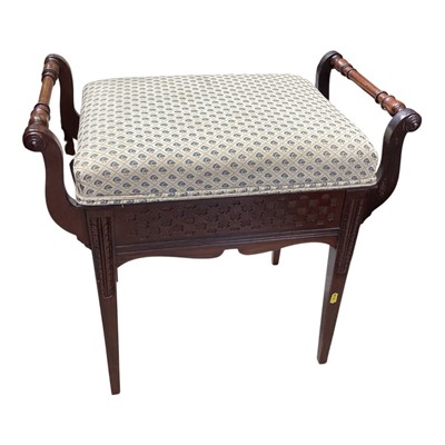 Lot 5363 - Edwardian rosewood piano stool, 59cm wide x 39cm deep x 56cm tall