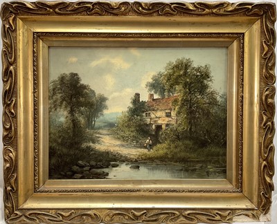 Lot 289 - W. Stone, late 19th century, oil on canvas - Rural Landscape, signed, 29cm x 39cm, in gilt frame
