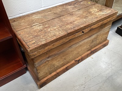 Lot 5372 - Antique pine chest measuring 92cm wide x 47cm deep x 44cm tall together with a pine box