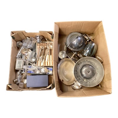 Lot 139 - Lot of silver plated items including cutlery, chambersticks etc