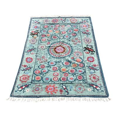 Lot 5200 - Blossoming Suzani embroidered rug measuring 182cm long x 121cm wide