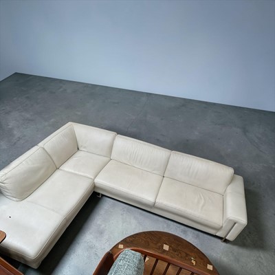 Lot 5374 - French Roche Bobois white leather corner sofa