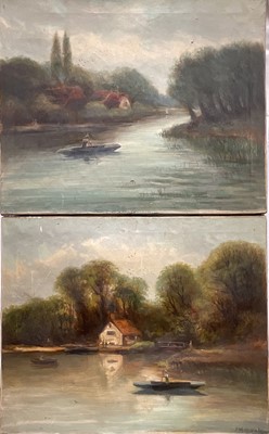 Lot 315 - English School late 19th Century, "The Old Lockhouse", Wallingford on the Thames, and Caversham on Thames, oils on canvas, a pair bothinscribed verso, both unframed. Each 41 x51cm. (2...