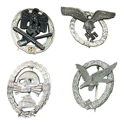 Lot 361 - Four German Nazi badges, Tank, Observer etc