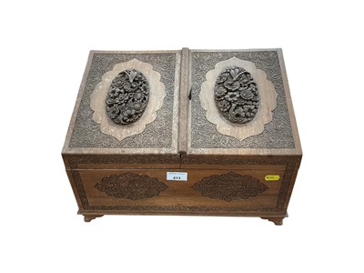 Lot 413 - Indian hand carved stationery box