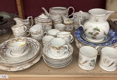 Lot 718 - Group of early 19th century English teaware, white and gilt pattern and other china