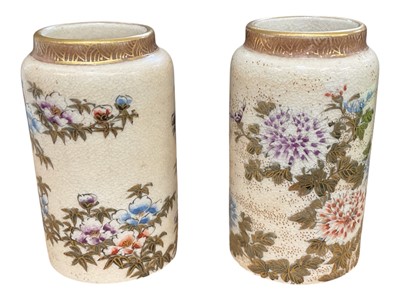 Lot 80 - Pair of Japanese Meiji period Satsuma miniature vases