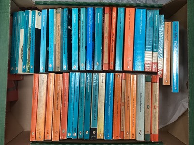 Lot 700 - Three boxes of paper back books mostly Penguin, 150 books in total