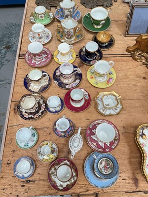 Lot 11 - Group of English continental porcelain cups and saucers, including Dresden, Limoges, Doulton, etc