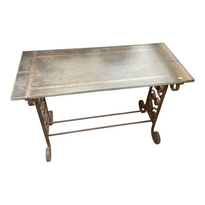 Lot 1338 - Wrought iron table with glass top