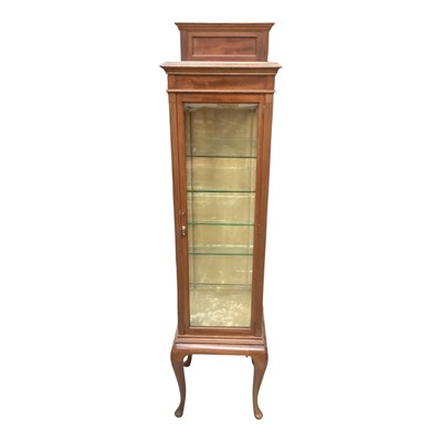Lot 1304 - Edwardian narrow glazed display cabinet