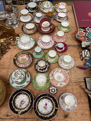 Lot 15 - Group of Regency and later cups and saucers, including Spode, Coalport, etc