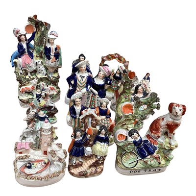 Lot 34 - Group of twelve Victorian Staffordshire pottery figure groups