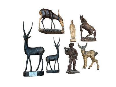 Lot 512 - Collection carved wood figures and sculptures