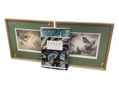 Lot 33 - Terence James Bond (1946-2023) two signed limited edition prints - Robin and Nuthatch, in glazed gilt frames, together with two books relating to the artist, both signed (4 items)