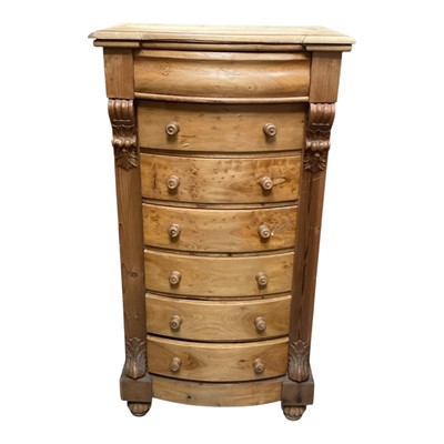 Lot 1374 - Victorian style pine bowfronted chest