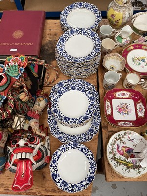 Lot 18 - Coalport blue and white Mandarin pattern service, with gilt wavy rims