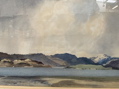 Lot 1136 - Follower of Paul Henry, watercolour, Lakeland landscape, signed Alexander, 33 x 47cm, glazed frame