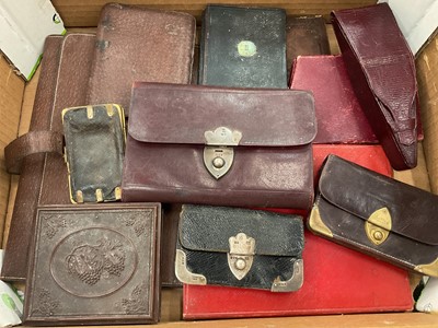 Lot 338 - Group of Victorian and Edwardian leather wallets inlcuding two silver mounted, together with daguerreotypes