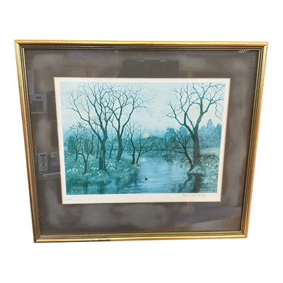 Lot 1142 - Helen Bradley (1900-1979) signed limited edition print, 27 x 38cm, together with a signed print of Central Park by Kamil Kubik, both framed