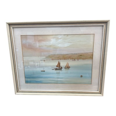 Lot 1144 - Group of pictures and prints including G. M. Avondale (Garman Morris) watercolour - Brixham Harbour, R F Jacob; watercolour, Birds in Flight; a Christoleum picture; Edward Kington Brice, monochr...