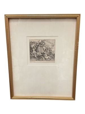 Lot 1147 - After François Boucher, decorative cartouche featuring the coat of arms of Saxony, in glazed frame