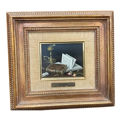 Lot 1159 - L Pizarro (Spanish), oil on board, still life, 11 x 13cm, framed