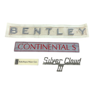 Lot 32 - Bentley Continental S badge and three other Rolls - Royce and Bentley badges, (4).