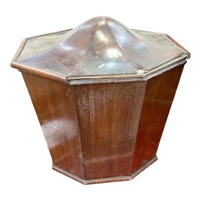 Lot 1316 - Nineteenth century mahogany coal bin with brass lions head ring handles