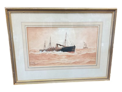 Lot 1188 - William Henry Pearson (1949-1923), watercolour of a steamship, signed, framed and glazed, 44cm x 25cm
