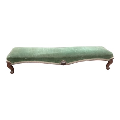 Lot 1326 - Victorian mahogany framed long footstool with green upholstery