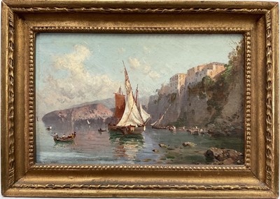 Lot 350 - Alessandro La Volpe (1820-1887) oil on panel - Sorrento, signed A. La Volpe lower left, 19cm x 29cm, inscribed verso, in gilt frame
