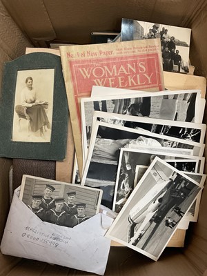Lot 321 - Collection of Victorian and later photographs, including military, albums, ephemera etc (1 box)