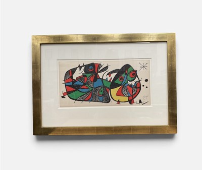 Lot 1231 - After Joan Miro (Spanish, 1893 - 1983) 'Yellow Bird' Coloured Lithograph 19.5 x 39.5 cms.
