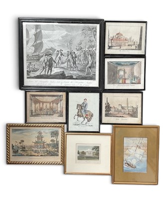 Lot 1230 - After Novelli 'The Arrival of Captain Cook at Tahiti' Late 18th century black-printed engraving...