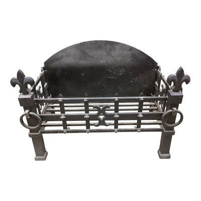 Lot 1328 - Cast iron fire basket, 68cm wide, 36cm deep, 46cm high
