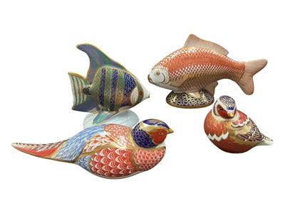 Lot 81 - Four Royal Crown Derby Imari paperweights, including two fish and two birds