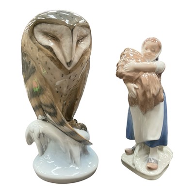 Lot 83 - Royal Copenhagen figure of an owl, 22cm high, and another Royal Copenhagen figure (2)
