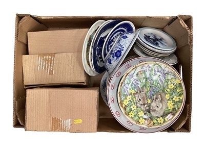 Lot 729 - Three boxes of ceramic dinner wear, mugs and collectors plates.