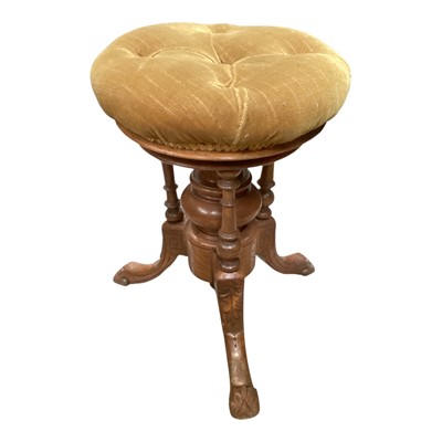 Lot 1336 - Victorian walnut adjustable piano stool with upholstered seat