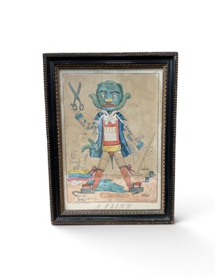 Lot 1229 - Amusing George III hand coloured engraving entitled 'A Flint', published by T Tegg, 34 x 24 cms, framed and glazed