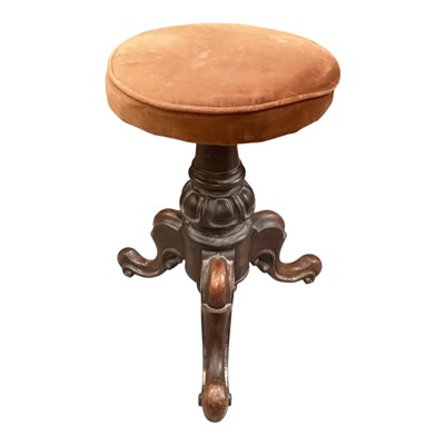 Lot 1343 - Victorian mahogany adjustable piano stool with upholstered seat