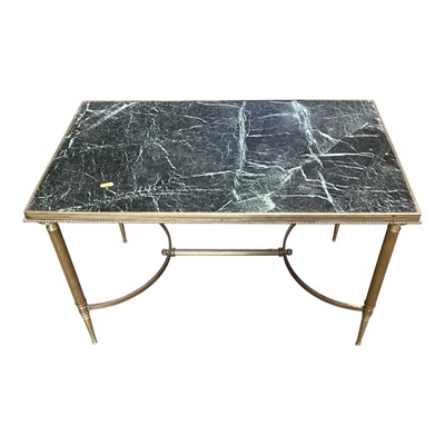 Lot 1352 - Brass framed coffee table with marble top, 76cm x 46cm x 48cm
