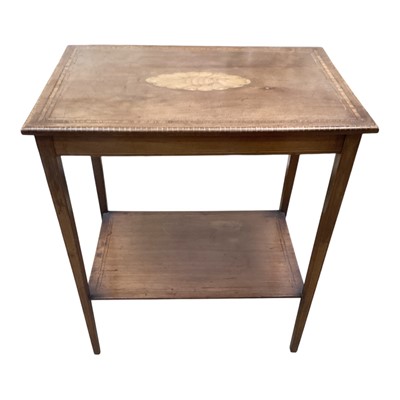 Lot 1354 - Edwardian inlaid mahogany two tier occasional table, 61cm x 40cm x 70.5cm high