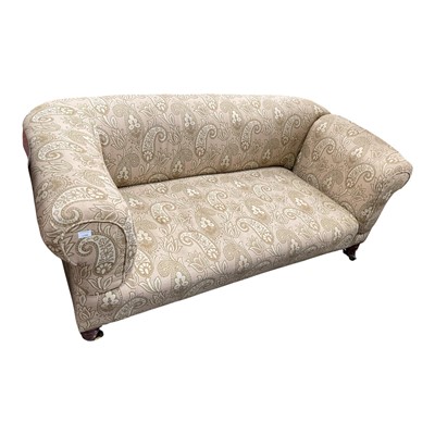 Lot 1356 - Late Victorian/Edwardian drop end settee with patterned upholstery, approximately 186cm wide, 88cm deep, 80cm high