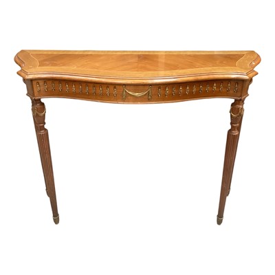 Lot 1361 - Georgian style yew wood veneered console table with gilt metal mounts, 97cm wide, 30cm deep, 75cm high