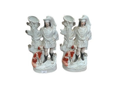 Lot 444 - Staffordshire pair of mantle piece figures, jug and chamber pots and ginger pot (6)