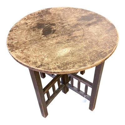 Lot 1440 - Early 20th century pine occasional table with carved rabbit decoration