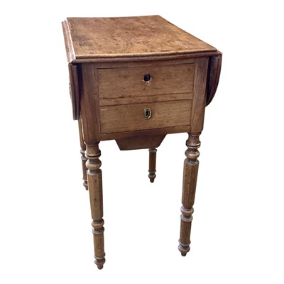 Lot 1465 - Victorian rosewood drop flap sewing table