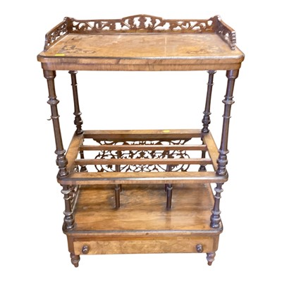 Lot 1439 - Victorian inlaid walnut Canterbury whatnot